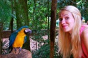 face to face with a parrot in Brazil